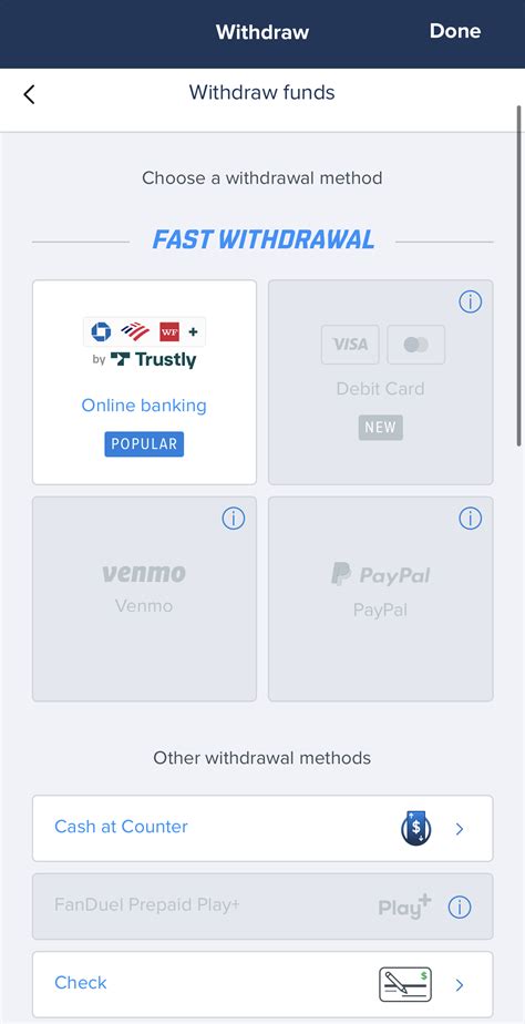 fanduel withdrawal time debit card|Withdrawing with FanDuel.